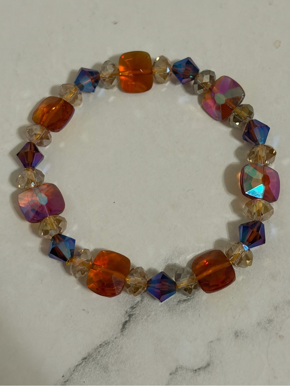 Orange and Purple Crystal Bracelet
